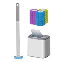 (grey) Toilet bowl cleaner with disposable scrubbing pads for easy use Practical Bathroom Cleaning Brush Home Essential