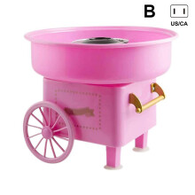 (US Plug, Pink B) Nostalgia Mini Cotton Candy Machine for Kids Trolley Design Electric Cotton Candy Maker Kit with Spoon and Bamboo Sticks