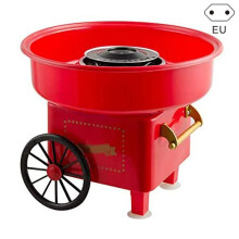 (EU Plug, Red) Nostalgia Mini Cotton Candy Machine for Kids Trolley Design Electric Cotton Candy Maker Kit with Spoon and Bamboo Sticks