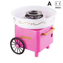 (US Plug, Pink A) Nostalgia Mini Cotton Candy Machine for Kids Trolley Design Electric Cotton Candy Maker Kit with Spoon and Bamboo Sticks