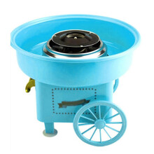 (US Plug, Blue) Nostalgia Mini Cotton Candy Machine for Kids Trolley Design Electric Cotton Candy Maker Kit with Spoon and Bamboo Sticks