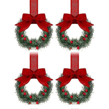 (4pcs, Red) Kitchen Cabinet Wreaths Farmhouse Style Kitchen Door Decor for Indoor Outdoor