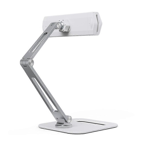 (Silver) Lazy Folding Adjustable Tablets Phone Stand Riser Cooling Bracket Pad Mobile