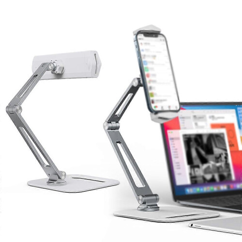 (Silver) Lazy Folding Adjustable Tablets Phone Stand Riser Cooling Bracket Pad Mobile 2