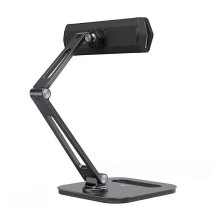 (Black) Lazy Folding Adjustable Tablets Phone Stand Riser Cooling Bracket Pad Mobile