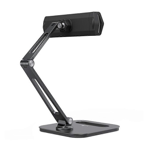 (Black) Lazy Folding Adjustable Tablets Phone Stand Riser Cooling Bracket Pad Mobile
