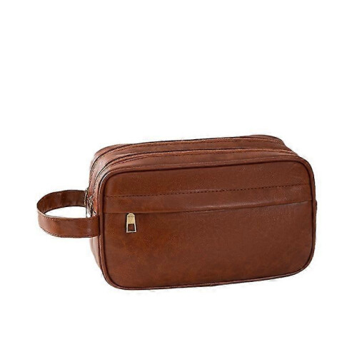 (Brown) Large Capacity Makeup Bag For Travel Cosmetic Organizer