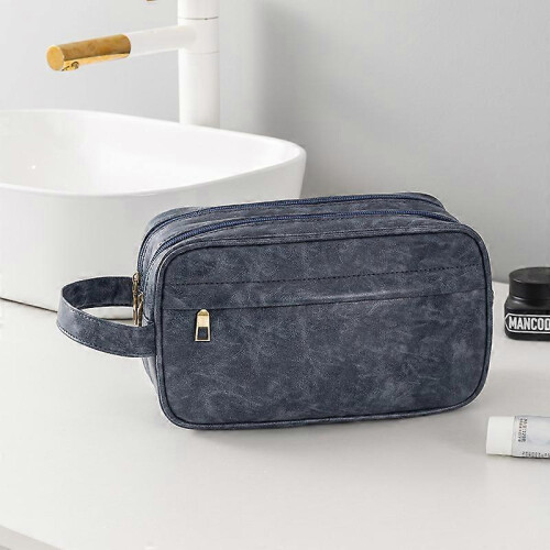 (Navy blue) Large Capacity Makeup Bag For Travel Cosmetic Organizer