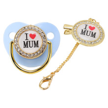 Golden Baby Pacifier with Chain Clip, Convenient Golden Baby Pacifier for 6 to 18 Months, Bling Baby Pacifier Featuring One Piece Seamless Design and