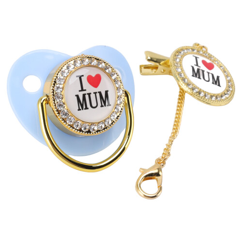 Πιπίλα μωρού Bling, Καμπυλωτή πιπίλα μωρού Bling με κλιπ αλυσίδας για 6 έως 18 μήνες, 1