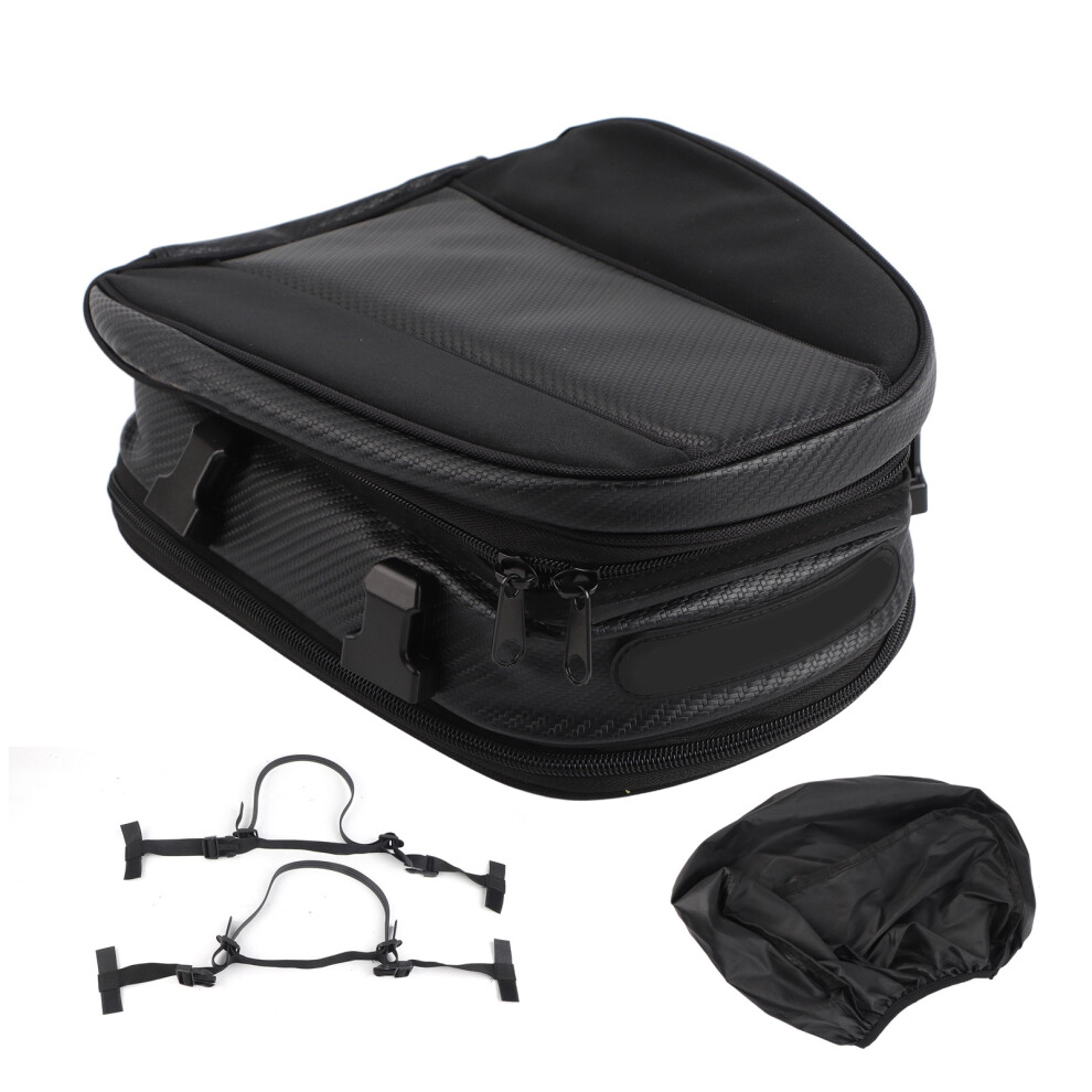 Motorcycle Tail Bag Backpack Waterproof Luggage Motorbike Saddle Seat Bag With Expandable Bottom Section, Large Capacity Waterproof Oxford Cloth Rear 9358999856414