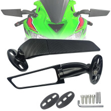 Achteruitkijkspiegel voor motorfiets van aluminiumlegering, zijspiegels met windgeleiders, 360 graden verstelbare voet en aerodynamische vorm.
