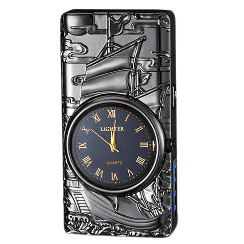(Black) Multi-Function Led Light Watch And Lighter Unique Multi-Function Accessory Ideal Holiday Present