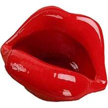 (Red) Mouth Lips Shaped Ceramic Ashtray Unique Smoking Accessory Tabletop Cigatette Bar Pub Restaurant Home Office Decor