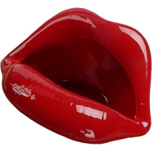 (Wine Red) Mouth Lips Shaped Ceramic Ashtray Unique Smoking Accessory Tabletop Cigatette Bar Pub Restaurant Home Office Decor