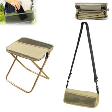 (L, Khaki) Foldable Backpack Stool Portable Lightweight Camping Chair for Hiking, Fishing & Picnics with Carry Bag