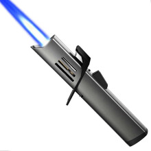 (Black Nickel) Butane Torch Lighter with Seatbelt Cutter Versatile Multi-Purpose Use for Camping Essential