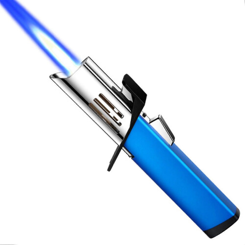 (Blue)Butane Torch Lighter with Seatbelt Cutter Versatile Multi-Purpose Use for Camping Essential