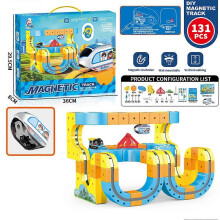 (131pcs) 2025 New Magic Track Cube & Klick Rail Electric Train Set, 160PCS Flexible Race Track, Gravity-Defying 3D STEM Learning Toy for Kids Gift