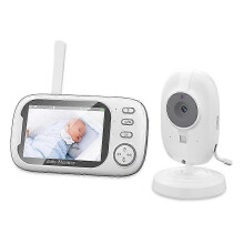 (White - AU Plug) Video Baby Monitor, Baby Caregiver, 3.5Inch IPS Screen Baby Camera Monitor Lullaby Feeding Alert
