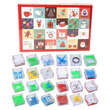 (Red) DIY Holiday Puzzle Present Boxes for Children Fun Educational Christmas Countdown Festive Living Room Decoration