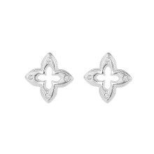 S925 Zircon Four Leaf Clover Earrings, Lucky Stud Earrings for Women
