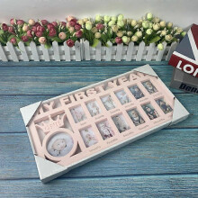 (Pink) Baby's First Year Frame Baby Keepsake Frame Memory Home Decoration for Boys and Girls
