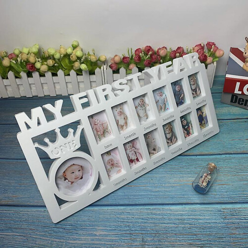 (White) Baby's First Year Frame Baby Keepsake Frame Memory Home Decoration for Boys and Girls 2
