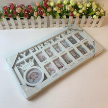 (White) Baby's First Year Frame Baby Keepsake Frame Memory Home Decoration for Boys and Girls