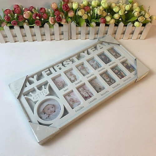 (White) Baby's First Year Frame Baby Keepsake Frame Memory Home Decoration for Boys and Girls