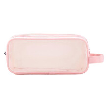 (pink color) Multifunctional Pencil Case Clear Pen Case for Exams, Big Capacity Pen Bag Travel Cosmetic Bag for Student Girl Boy Purple