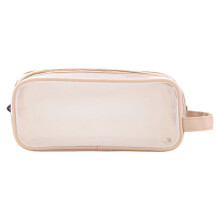 (Light coffee) Multifunctional Pencil Case Clear Pen Case for Exams, Big Capacity Pen Bag Travel Cosmetic Bag for Student Girl Boy Purple