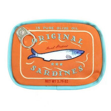 (Water Blue) Canned Sardines Makeup Bag, Cute Sardines Fish Makeup Pouch, Creative Cosmetic Organizer Bag, Funny Gift For Women Sisters Teen Girls