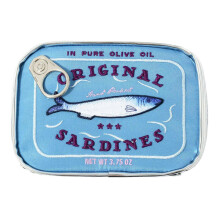 (Blue) Canned Sardines Makeup Bag, Cute Sardines Fish Makeup Pouch, Creative Cosmetic Organizer Bag, Funny Gift For Women Sisters Teen Girls