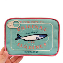 (Light Blue) Canned Sardines Makeup Bag, Cute Sardines Fish Makeup Pouch, Creative Cosmetic Organizer Bag, Funny Gift For Women Sisters Teen Girls