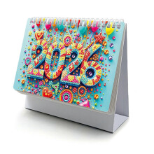 (003) DIY Diamond Painting Calendar 2026, Desktop Calendar for Home Office, Cartoon Diamond Painting Art Kit Gift for Kids Adults