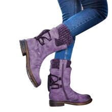 (35,Purple)Premium Women's Winter Warm Back Lace Up Snow Boots Waterproof PU Leather Sneakers Outdoor Hiking Boots Work Shoes