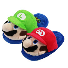 (D)Super Mario Cute Plush Slippers Non-Slip Warm Cotton Slippers Bedroom Winter