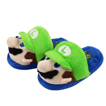 (B)Super Mario Cute Plush Slippers Non-Slip Warm Cotton Slippers Bedroom Winter
