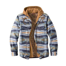 (2XL,Color 25)Mens Warm Quilted Lined Cotton Jackets with Hood Button Down Zipper Long Sleeve Plaid Jackets