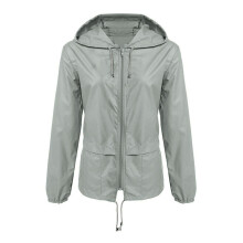 (XL,Light Gray)Women's Outdoor Jacket Coat Waterproof Hooded Overcoat Soft Shell Lightweight Windbreaker with Pockets for Hiking Travel