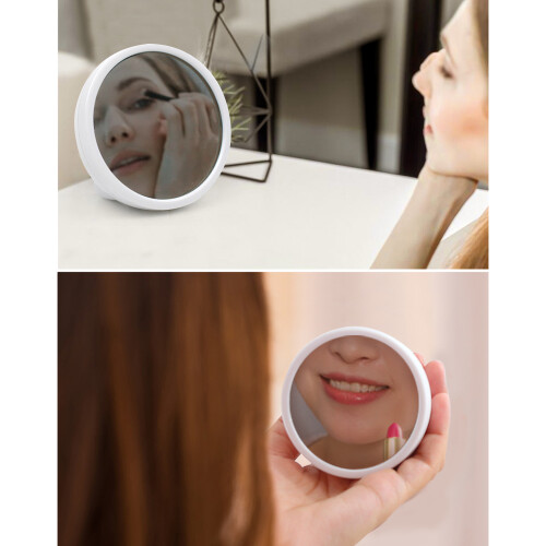 (white) LED Mirror Digital Alarm Clock, Portable Multifunction Bedside Clock with Night Light, Desk Decor Home Decoration, White 2