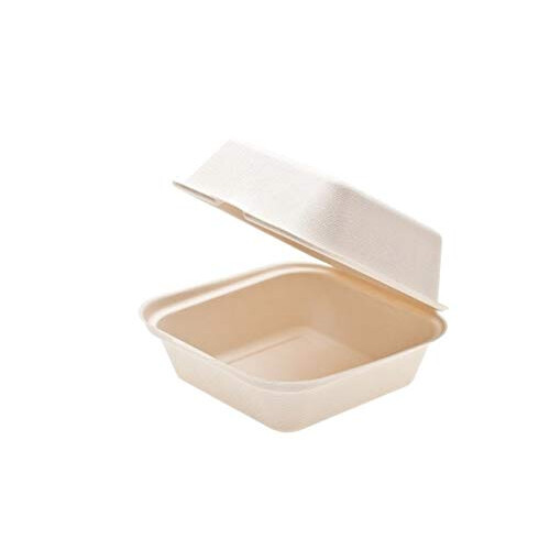Organic burger boxes Compostable In Cellulose Pulp Double 1000 ML Takeaway Sandwich And Burger Packaging