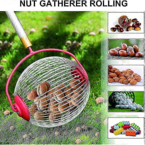 (L - 34cm) Nut Gatherer Acorn Picker Upper - Side Opening Dump Walnut Picker Upper Roller Pinecone Picker 2