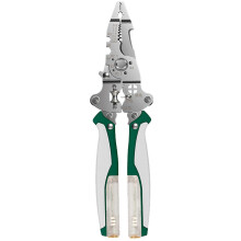 (White Green) 16-in-1 Wire Stripper Pliers with Voltage Tester - Multifunctional Crimping Tool for Electricians & DIY Home Electrical Work