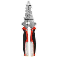 (Black Red) 16-in-1 Wire Stripper Pliers with Voltage Tester - Multifunctional Crimping Tool for Electricians & DIY Home Electrical Work