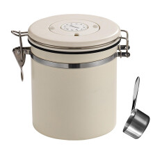 (1.5L, White) Coffee Beans Container, Rustproof Airtight Stainless Steel Container, Dried Fruit Food Storage Container