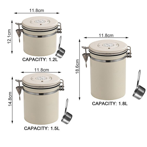 (1.2L, Silver) Coffee Beans Container, Rustproof Airtight Stainless Steel Container, Dried Fruit Food Storage Container 2