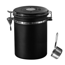 (1.8L, Black) Coffee Beans Container, Rustproof Airtight Stainless Steel Container, Dried Fruit Food Storage Container