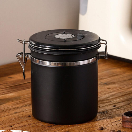 (1.8L, Black) Coffee Beans Container, Rustproof Airtight Stainless Steel Container, Dried Fruit Food Storage Container 2